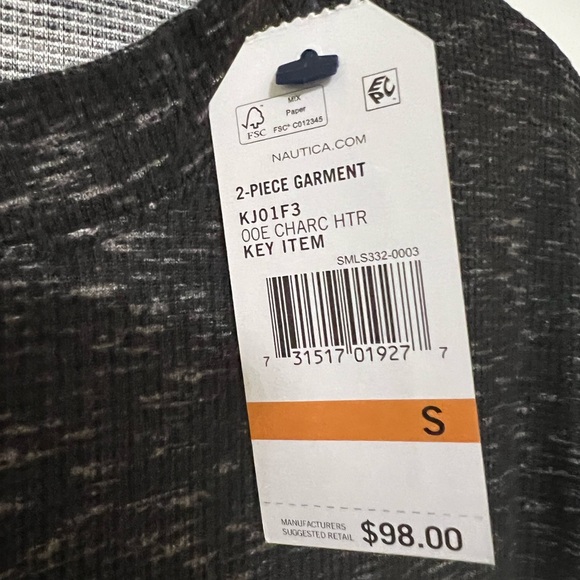 B10 NWT Nautica Pants Set Men's 2-Pc. Waffle-Knit T-Shirt & Pajama Size S. - Picture 8 of 8